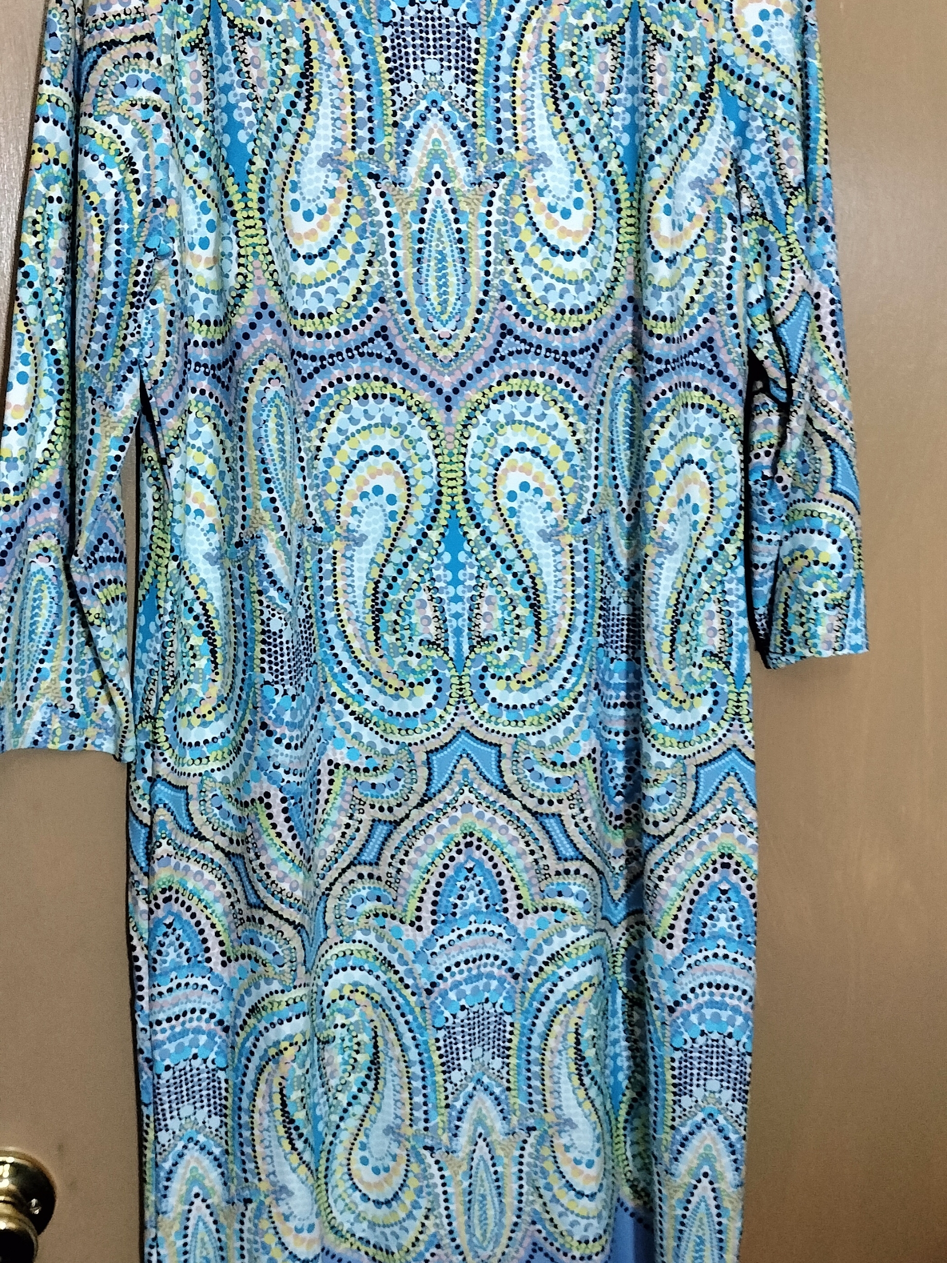 Talbots Blue Paisley Print Long Sleeve Dress